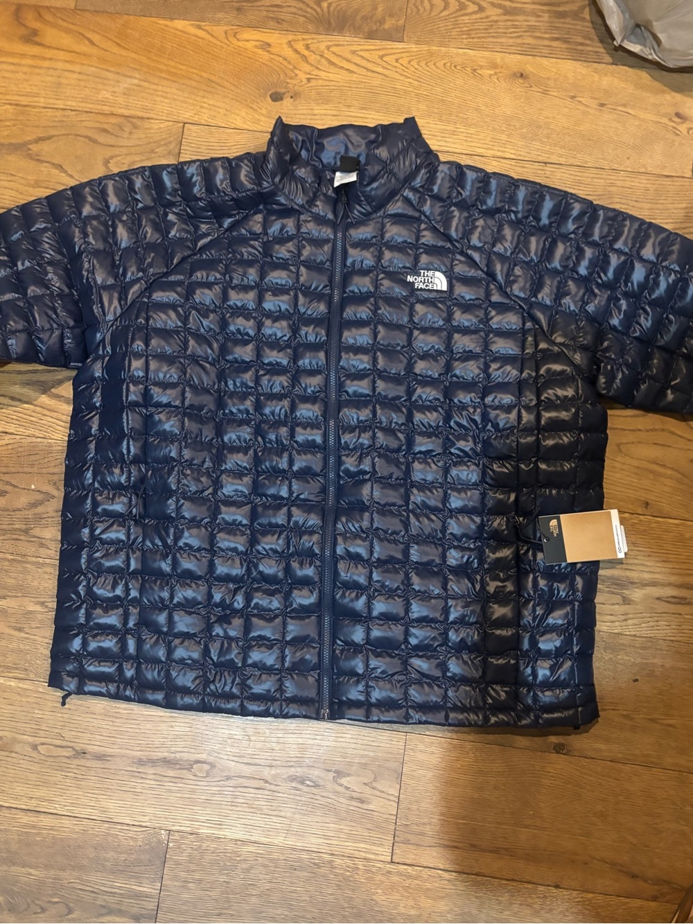 The North Face Navy Shiny Quilted Puffer Jacket